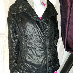 Blk Zella down assym quilted jacket M